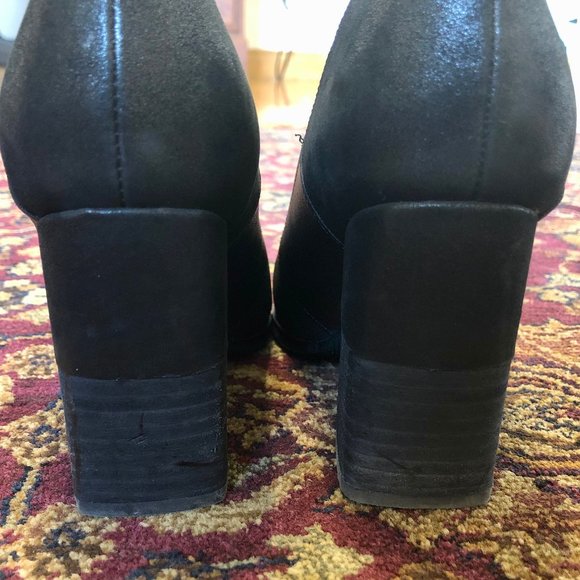 *ANTELOPE* Genuine Leather 903 Hi Banded Block Heel Black Shoes - Size 6.5 - Picture 10 of 16